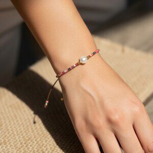 3/$35 Freshwater Pearl Colourful Bracelet Thin Beaded Beads Red Blue Jewelry